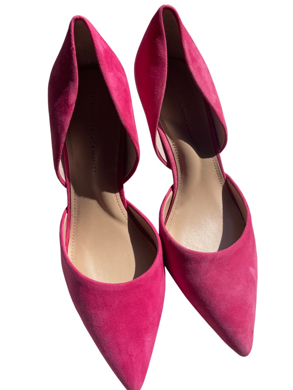 White House Black Market Bright Pink Suede D'Orsay Pointed-Toe Heels